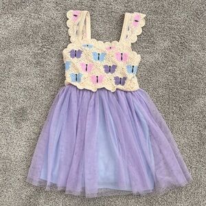 Lilt Purple and Cream Crochet Dress